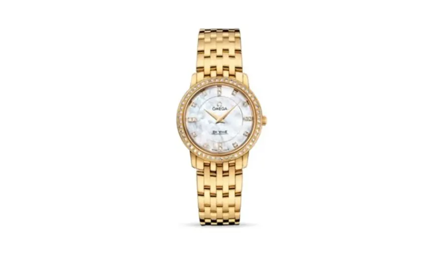 Omega De Ville Prestige Quartz 27 Yellow Gold Diamond / MOP Diamond / Bracelet