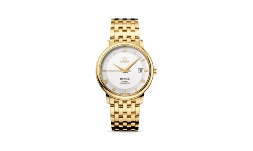 Omega De Ville Prestige Co-Axial 36.5 Yellow Gold / Silver / Bracelet