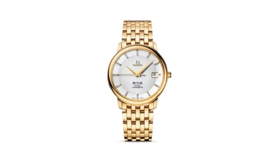 Omega De Ville Prestige Co-Axial 36.5 Yellow Gold / Silver-Diamond / Bracelet