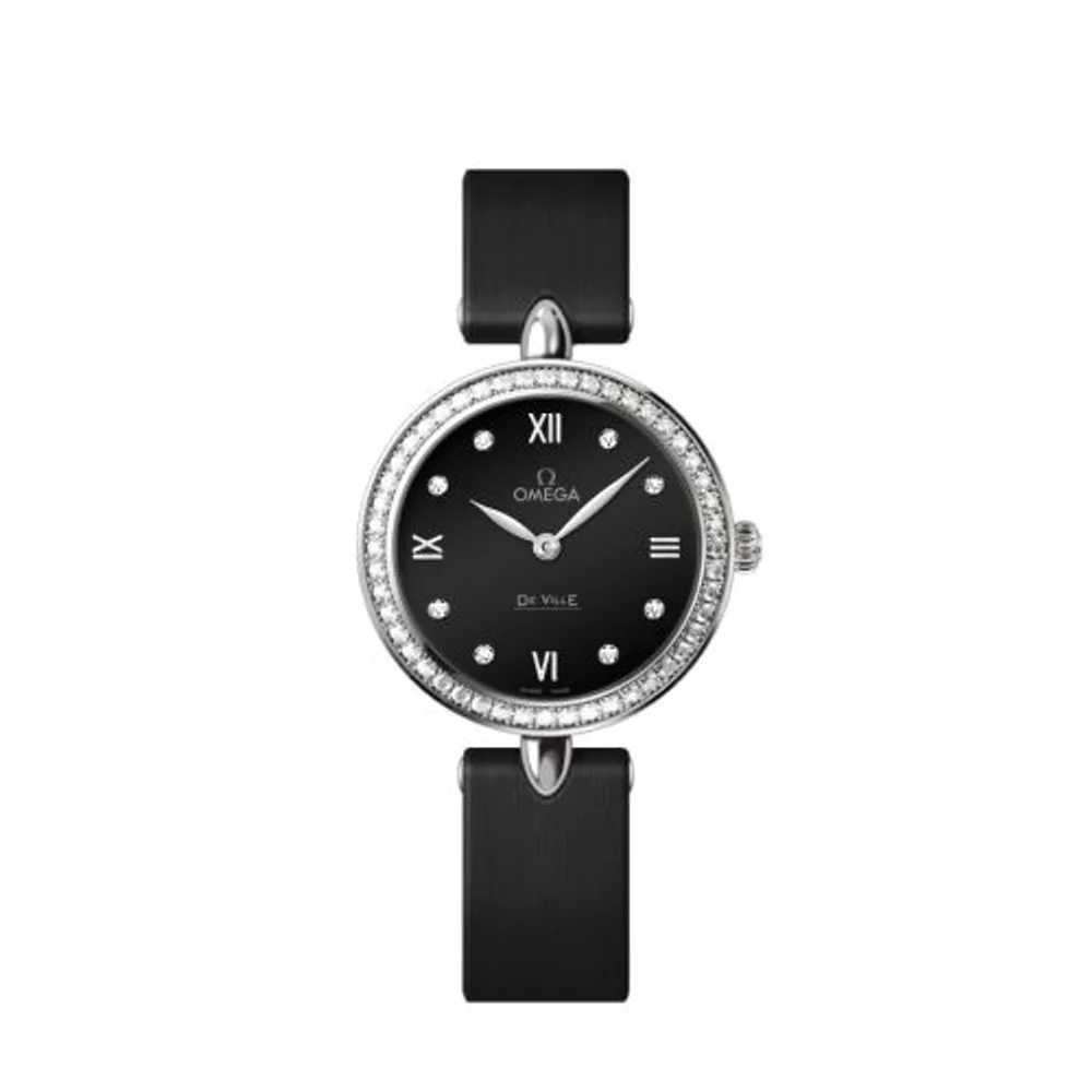 Omega De Ville Prestige Dewdrop Quartz 27.4 Stainless Steel / Black / Diamond