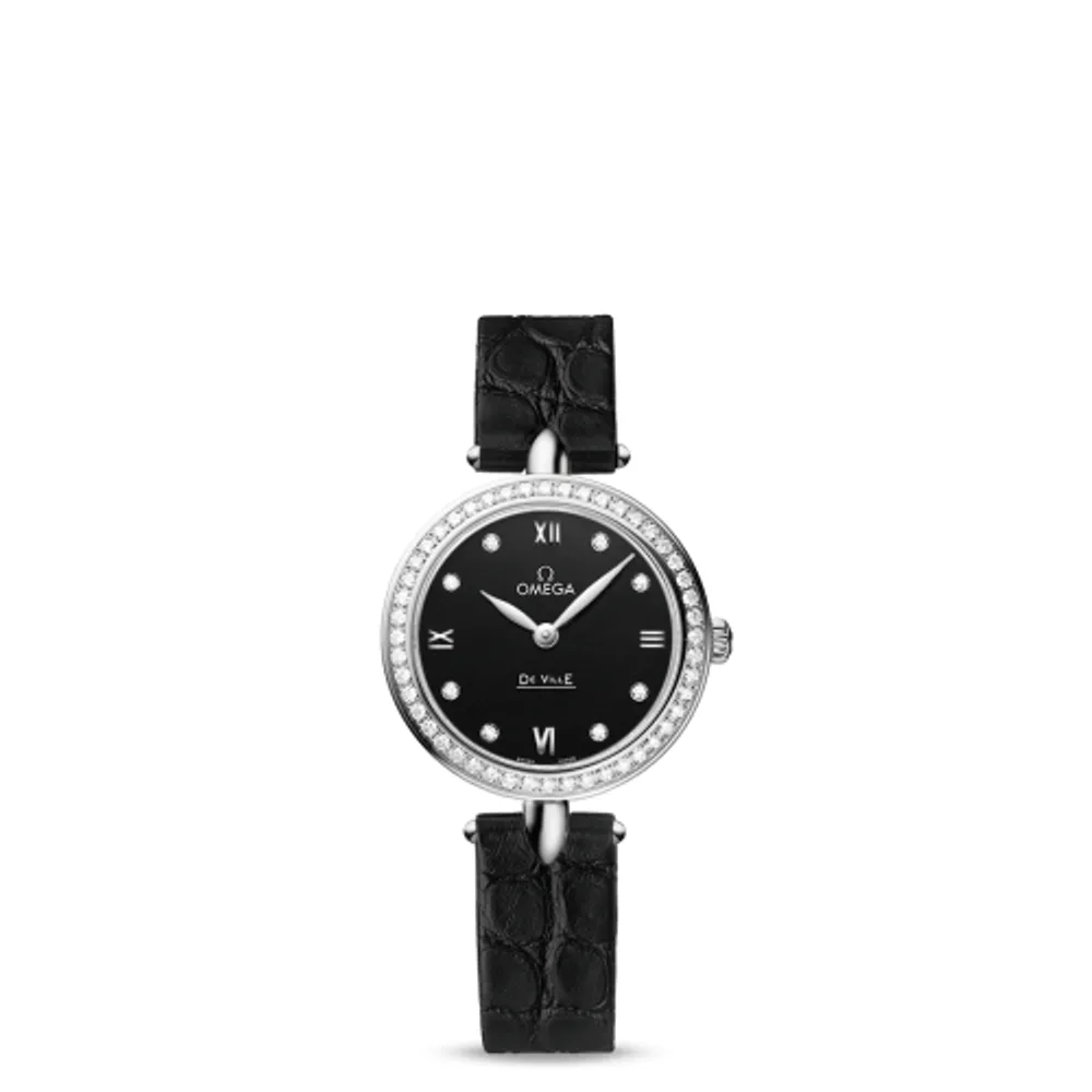 Omega De Ville Prestige Dewdrop Quartz 27.4 Stainless Steel / Black / Diamond