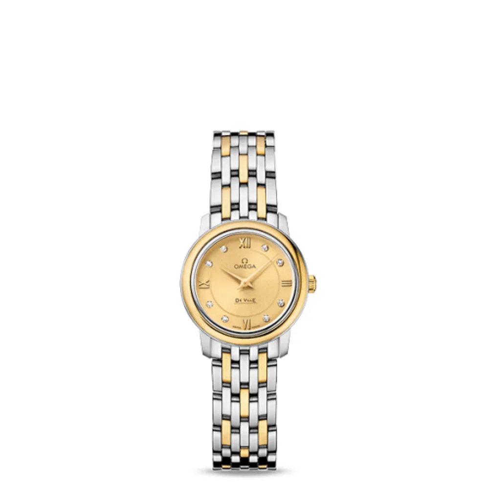 Omega De Ville Prestige Quartz Ladies 24.5 Stainless Steel / Yellow Gold / Champagne / Bracelet