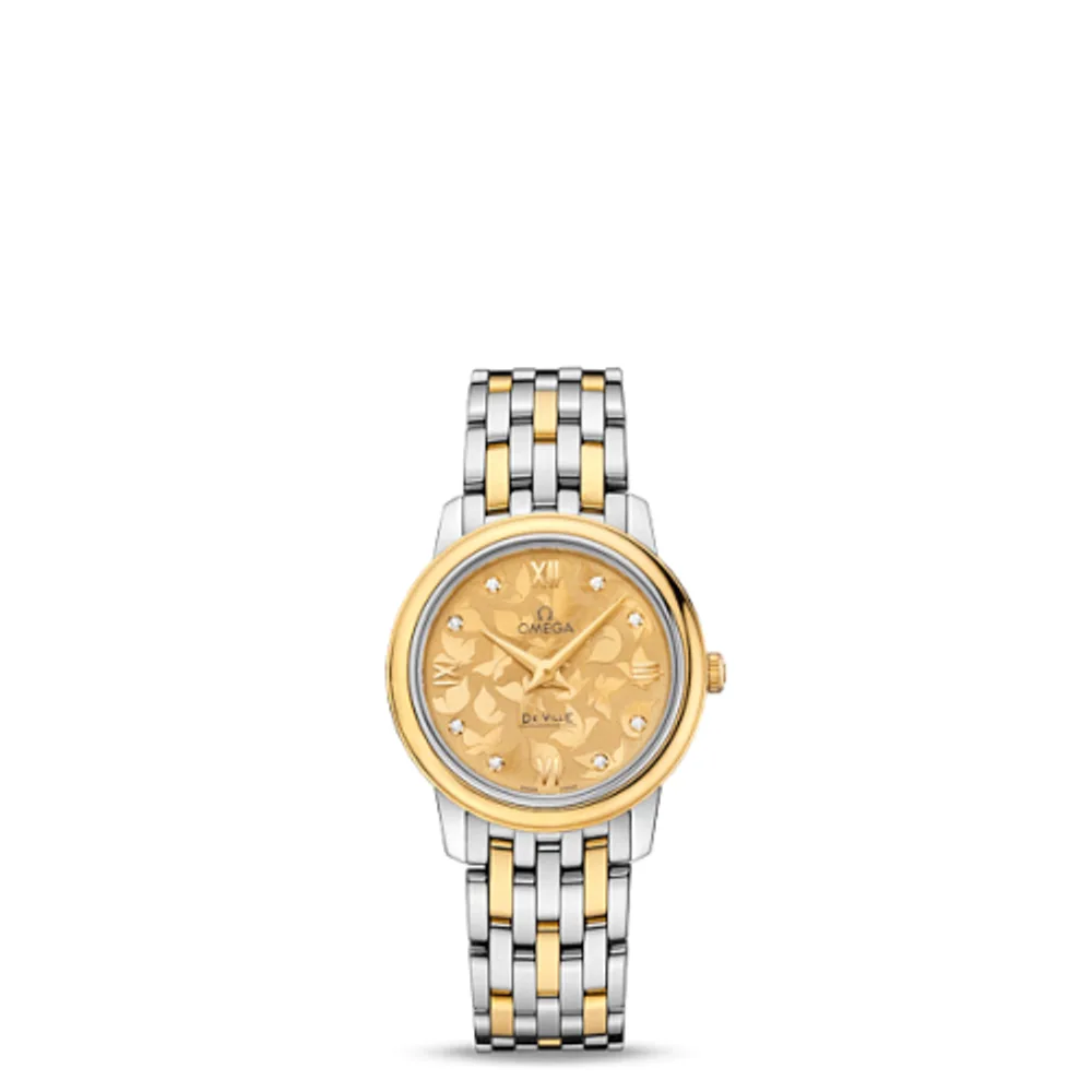 Omega De Ville Prestige Quartz 27.4 Stainless Steel / Yellow Gold / Champagne Butterfly / Bracelet