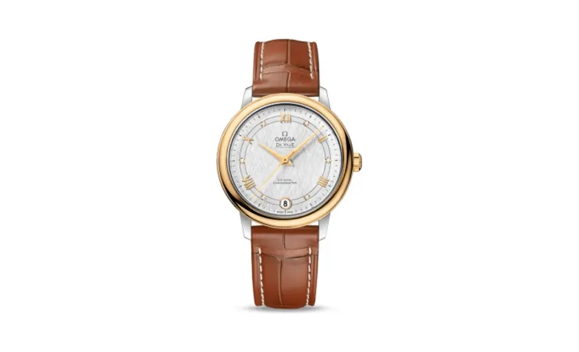 Omega De Ville Prestige Co-Axial 32.7 Stainless Steel / Yellow Gold / Vintage Silver Silk