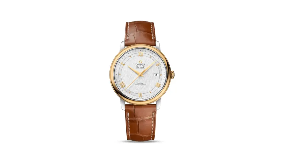 Omega De Ville Prestige Co-Axial 39.5 Stainless Steel / Yellow Gold / Vintage Silk Silver