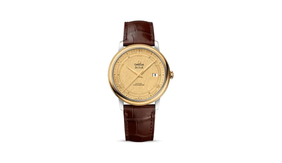 Omega De Ville Prestige Co-Axial 39.5 Stainless Steel / Yellow Gold / Vintage Champagne Silk