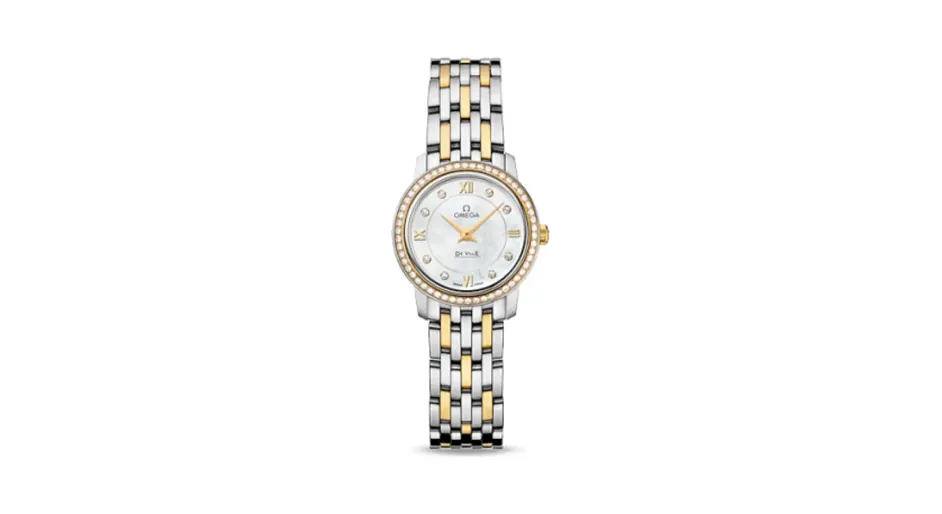 Omega De Ville Prestige Quartz 24.4 Stainless Steel / Yellow Gold / Diamond / MOP / Bracelet