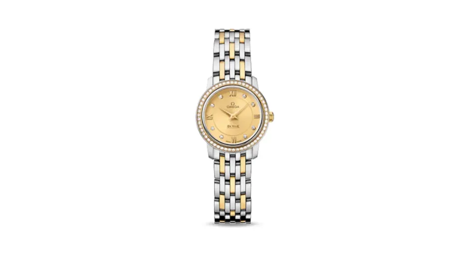 Omega De Ville Prestige Quartz 24.4 Stainless Steel / Yellow Gold / Diamond / Champagne / Bracelet
