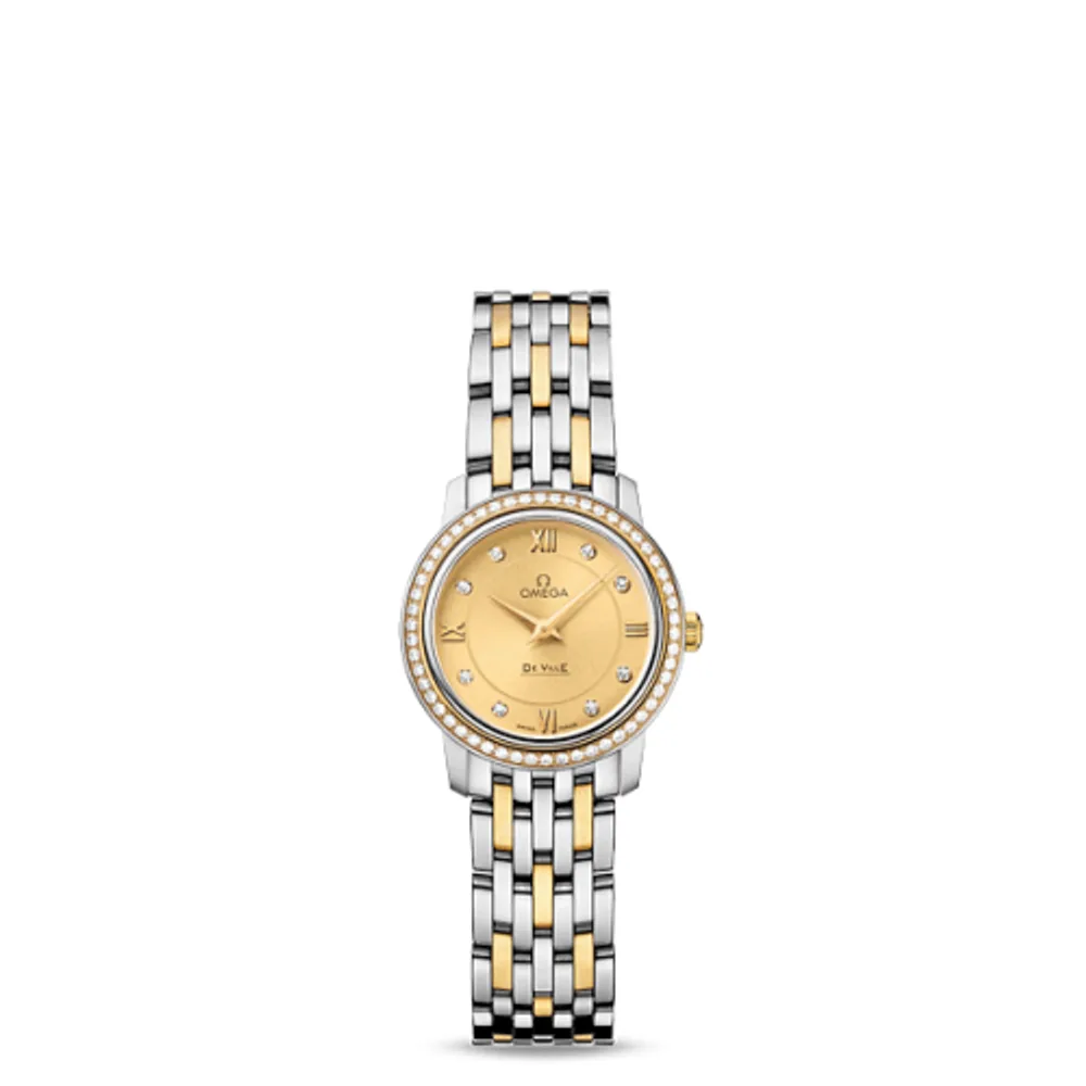 Omega De Ville Prestige Quartz 24.4 Stainless Steel / Yellow Gold / Diamond / Champagne / Bracelet