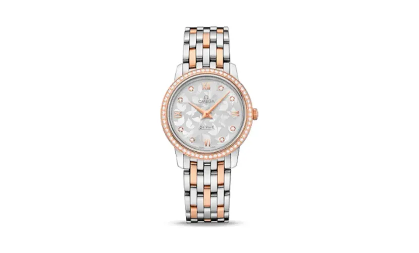 Omega De Ville Prestige Quartz 27.4 Stainless Steel / Red Gold / MOP Butterfly / Bracelet