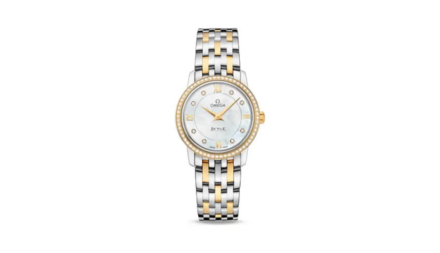 Omega De Ville Prestige Quartz 27.4 Stainless Steel / Yellow Gold / Diamond / Diamond MOP