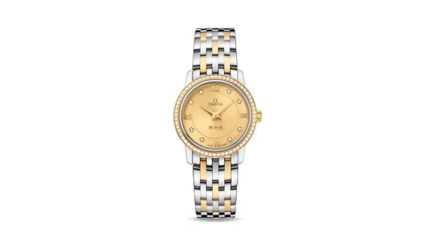 Omega De Ville Prestige Quartz 27 Stainless Steel / Yellow Gold / Diamond / Bracelet