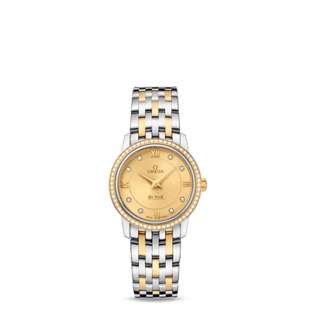 Omega De Ville Prestige Quartz 27 Stainless Steel / Yellow Gold / Diamond / Bracelet