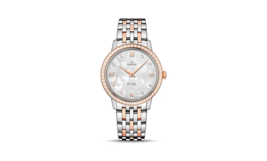 Omega De Ville Prestige Quartz 32.7 Butterfly Stainless Steel / Red Gold / Diamond / Bracelet