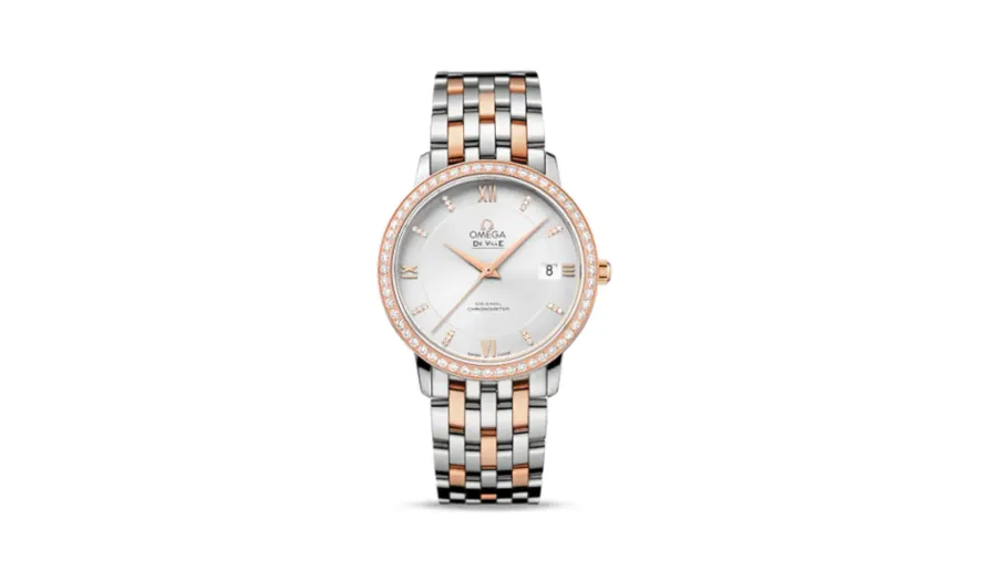 Omega De Ville Prestige Co-Axial 36.8 Stainless Steel / Red Gold / Silver / Diamond / Bracelet