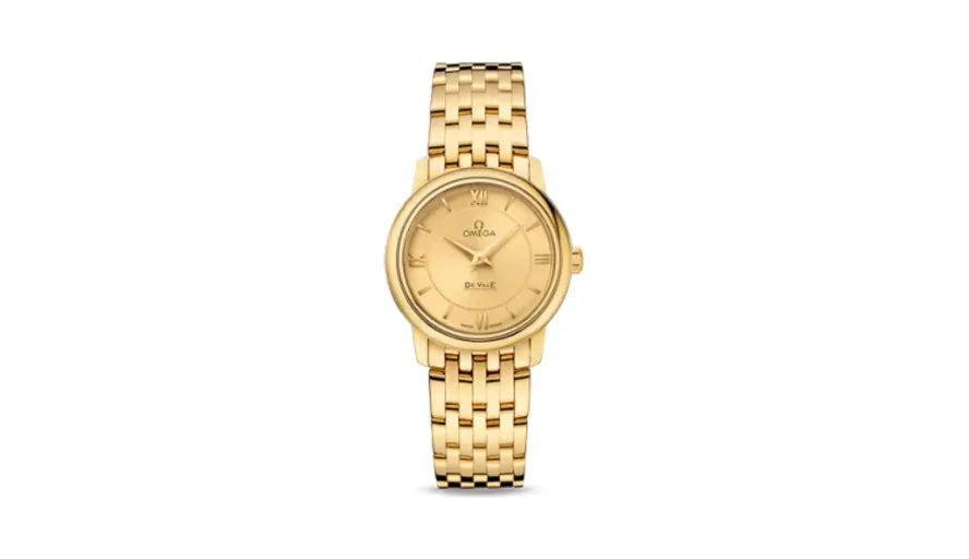 Omega De Ville Prestige Quartz 27.4 Yellow Gold / Champagne / Bracelet