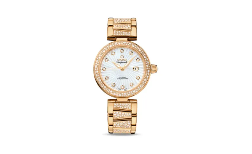 Omega LadyMatic Co-Axial 34 Yellow Gold / Diamond / MOP / Diamond Bracelet