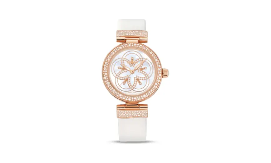 Omega LadyMatic Co-Axial 34 Red Gold Diamond / Diamond Flower