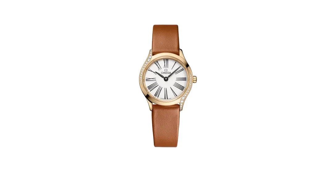 Omega De Ville Mini Trésor 26 mm, Moonshine™ gold on leather strap
