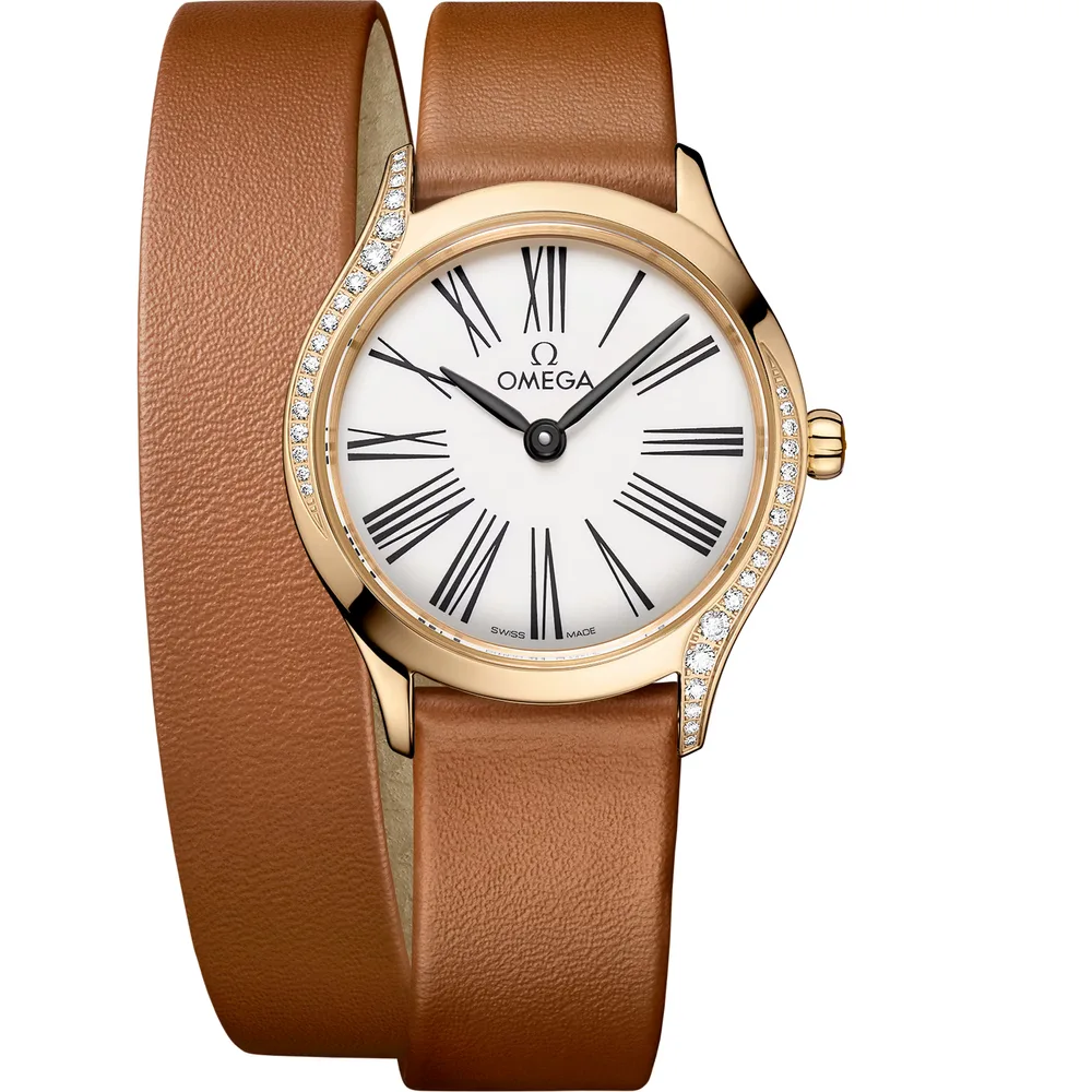 Omega De Ville Mini Trésor 26 mm, Moonshine™ gold on leather strap