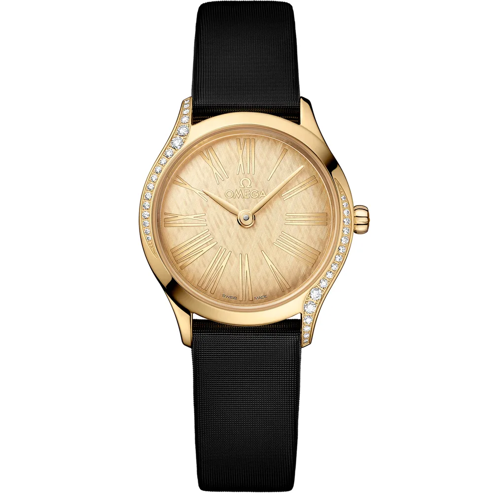 Omega De Ville Mini Trésor 26 mm, Moonshine™ gold on fabric strap