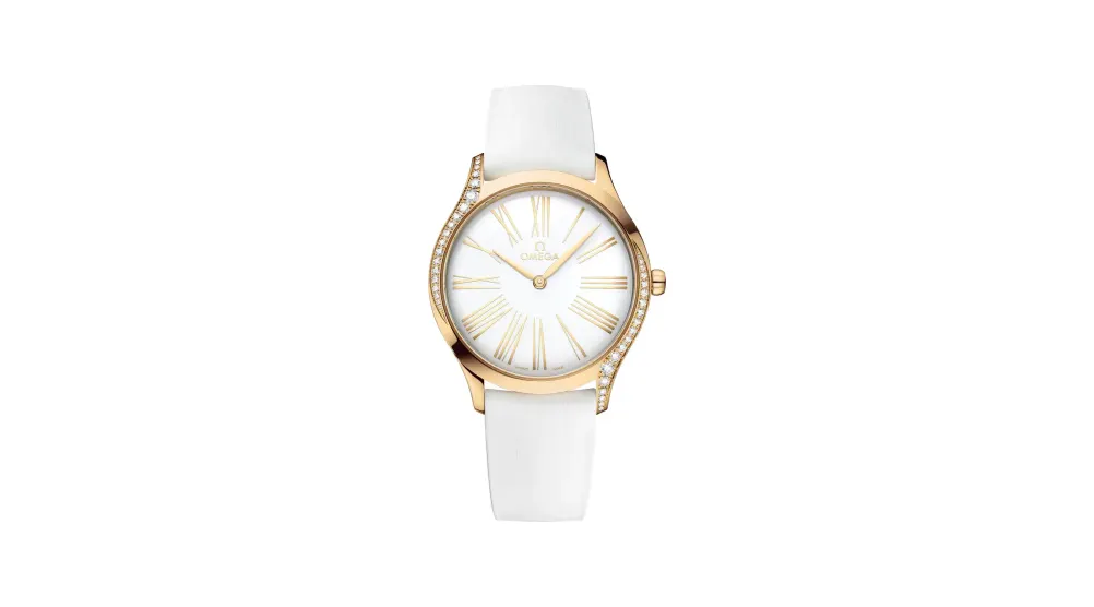 Omega De Ville Trésor 36 mm, Moonshine™ gold on rubber strap