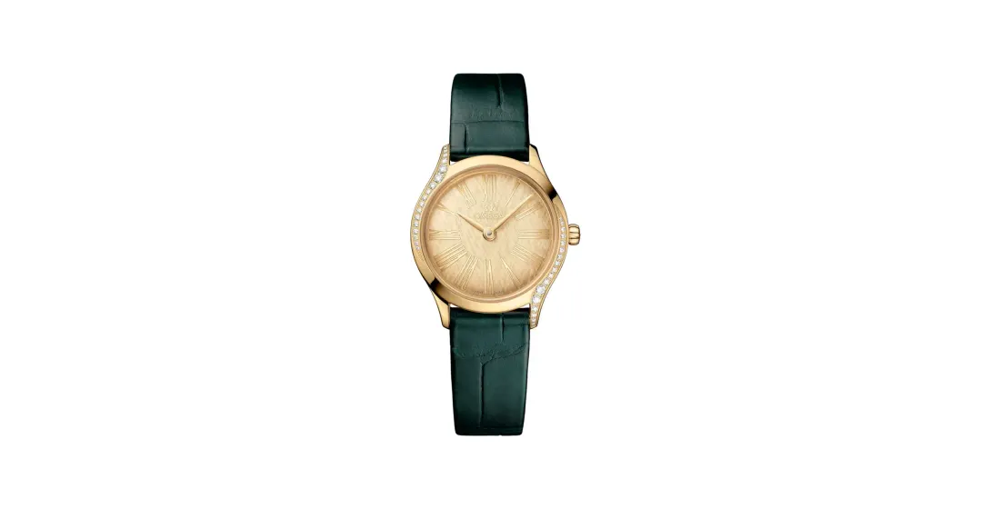 Omega De Ville Mini Trésor 26 mm, Moonshine™ gold on alligator