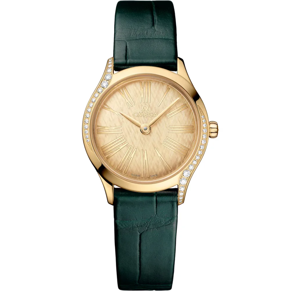 Omega De Ville Mini Trésor 26 mm, Moonshine™ gold on alligator