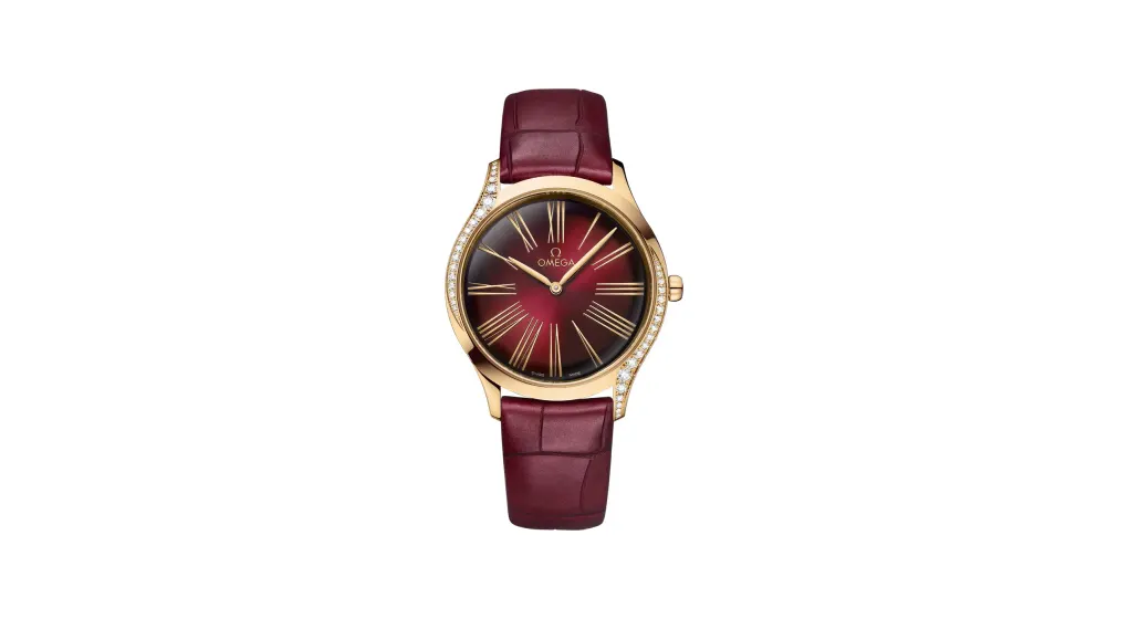 Omega De Ville Trésor 36 mm, Moonshine™ gold on leather strap