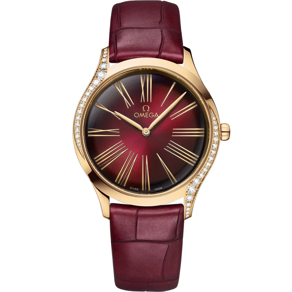 Omega De Ville Trésor 36 mm, Moonshine™ gold on leather strap