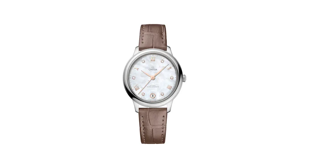 Omega De Ville Prestige 34 mm, steel on leather strap