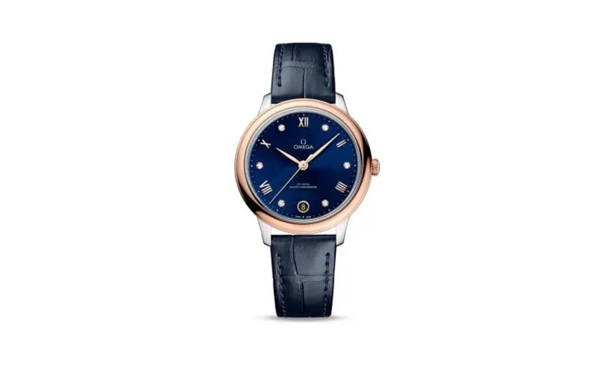 Omega De Ville Master Chronometer 34 Stainless Steel - Sedna Gold / Blue - Diamond