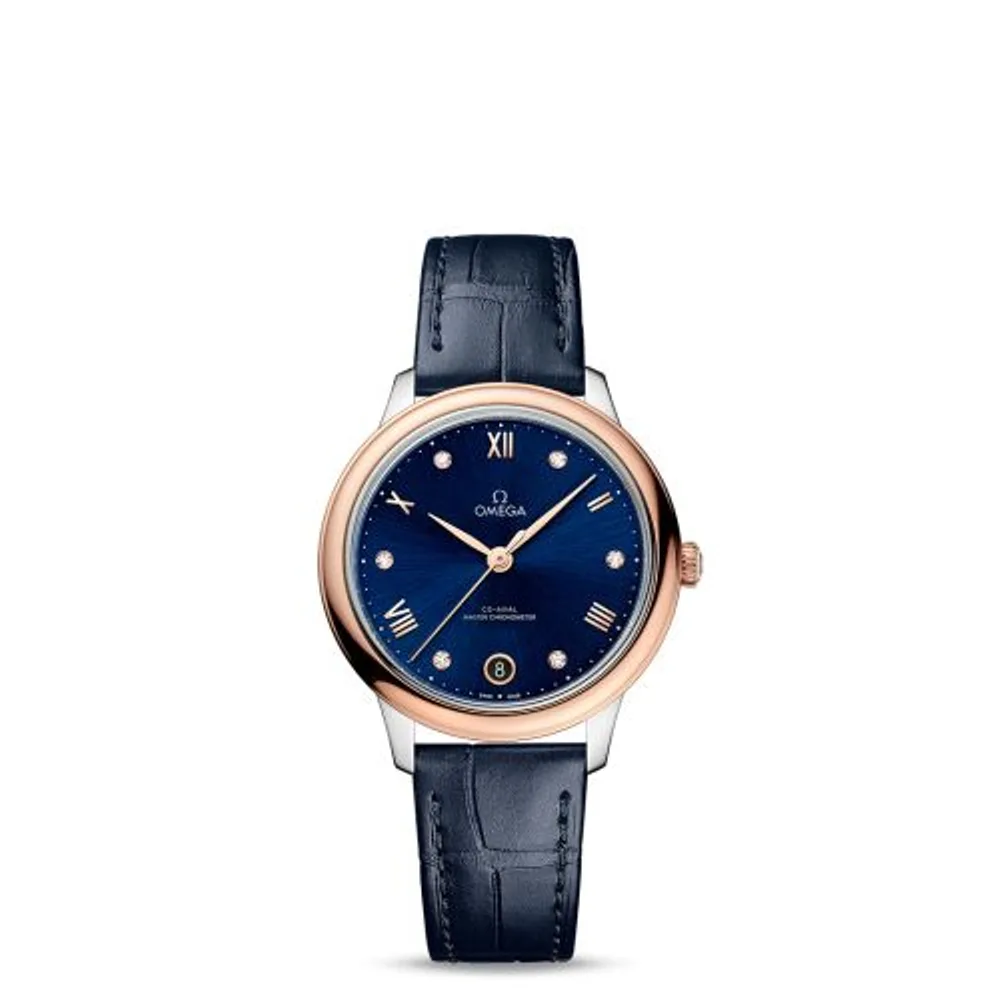 Omega De Ville Master Chronometer 34 Stainless Steel - Sedna Gold / Blue - Diamond