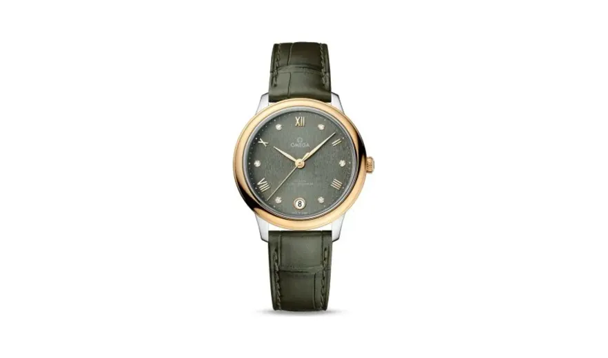 Omega De Ville Master Chronometer 34 Stainless Steel - Yellow Gold / Green - Diamond