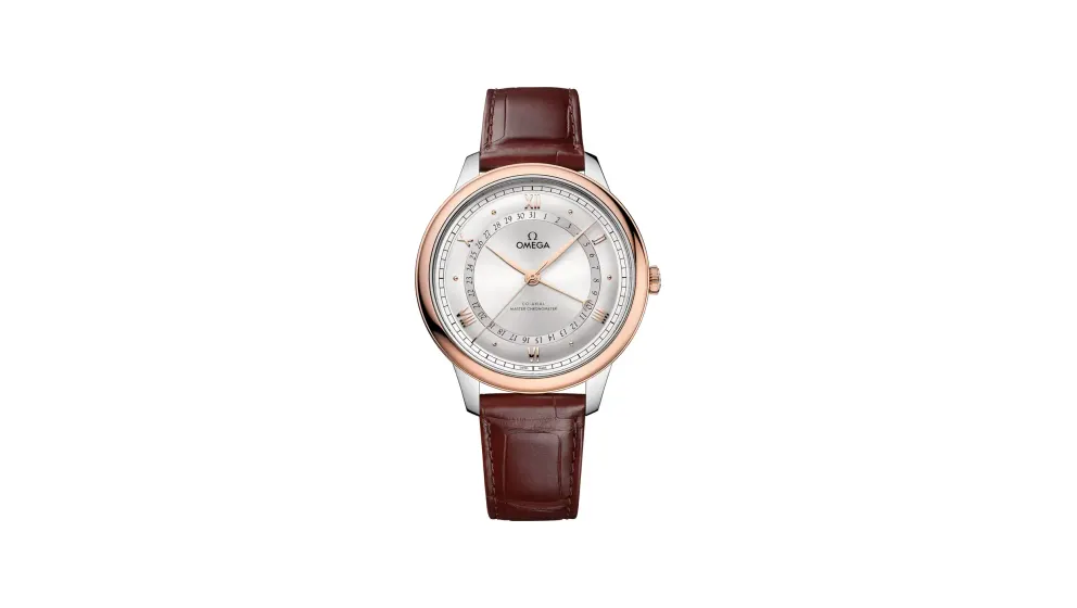 Omega De Ville Prestige 42 mm, steel – Sedna™ gold on alligator