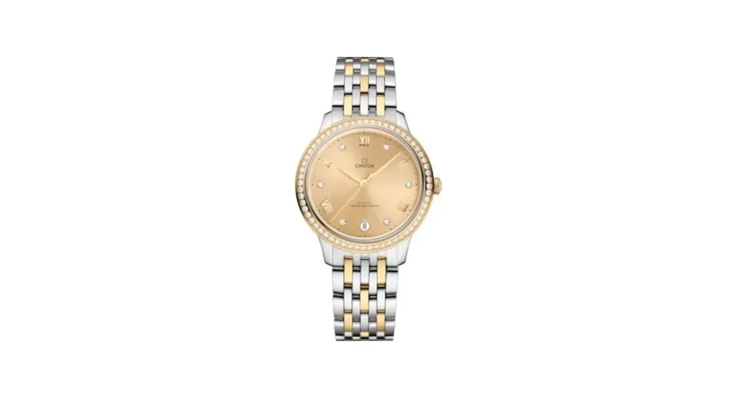 Omega De Ville Master Chronometer 34 Stainless Steel - Yellow Gold - Diamond / Champagne / Bracelet