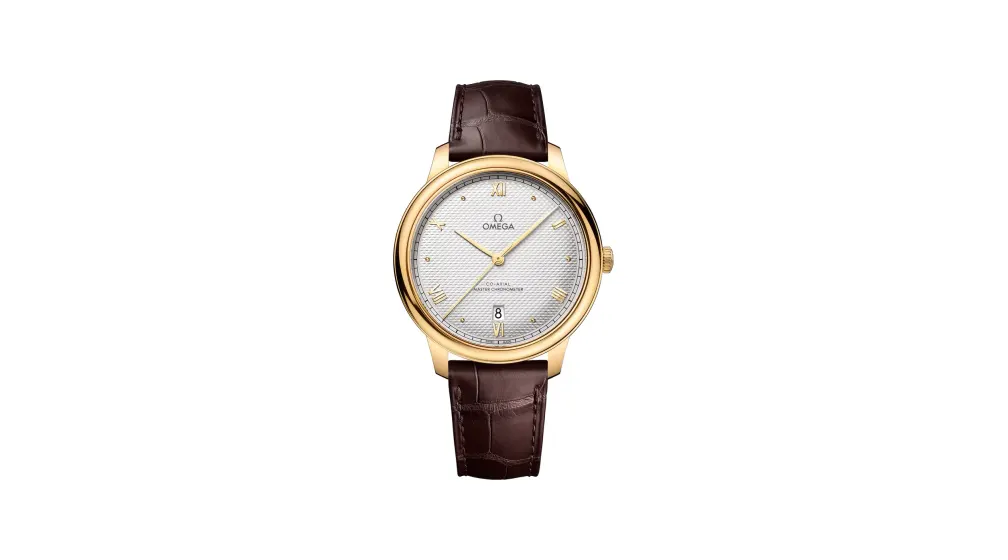 Omega De Ville Prestige 40 mm, yellow gold on leather strap