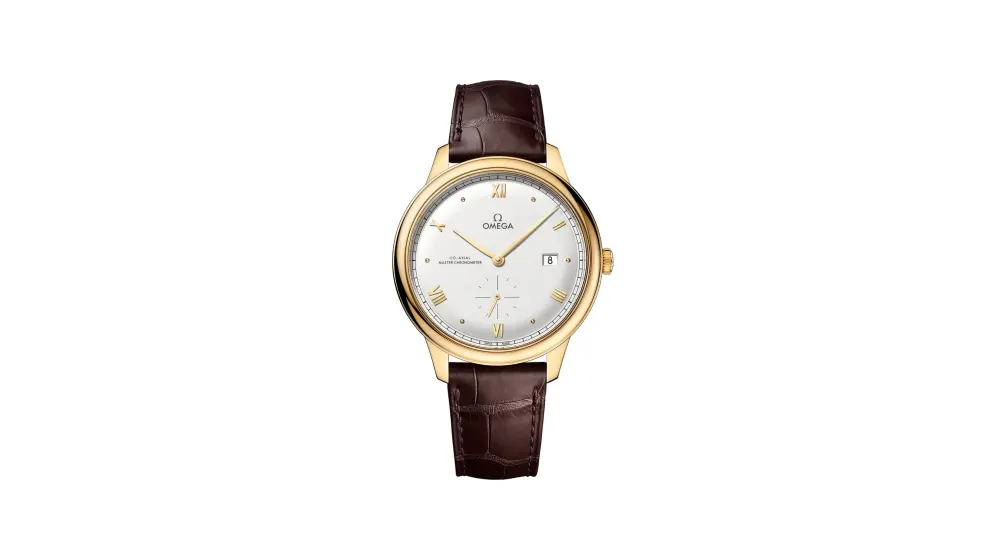 Omega De Ville Prestige 41 mm, yellow gold on leather strap