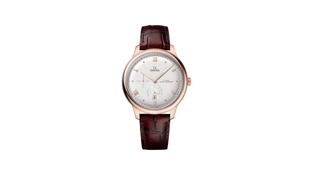 Omega De Ville Prestige 41 mm, Sedna™ gold on leather strap