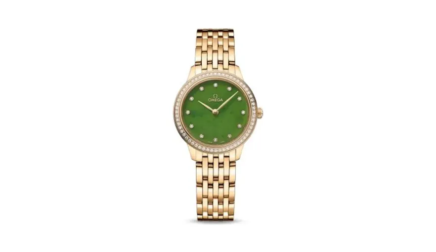 Omega De Ville Quartz 27.5 Yellow Gold - Diamond / Jade - Diamond / Bracelet