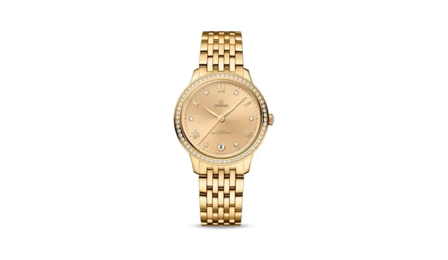 Omega De Ville Master Chronometer 34 Yellow Gold - Diamond / Champagne - Diamond / Bracelet