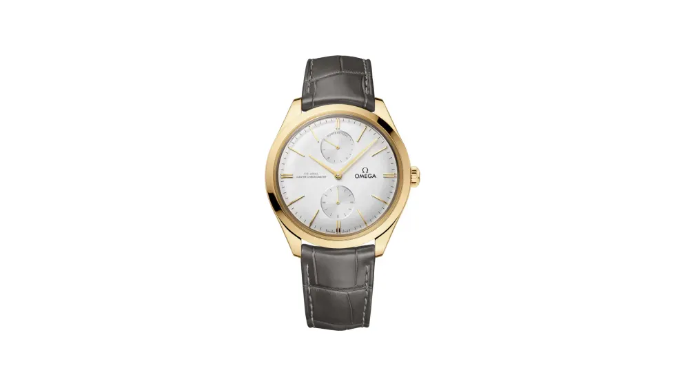 Omega De Ville Trésor 40 mm, yellow gold on leather strap