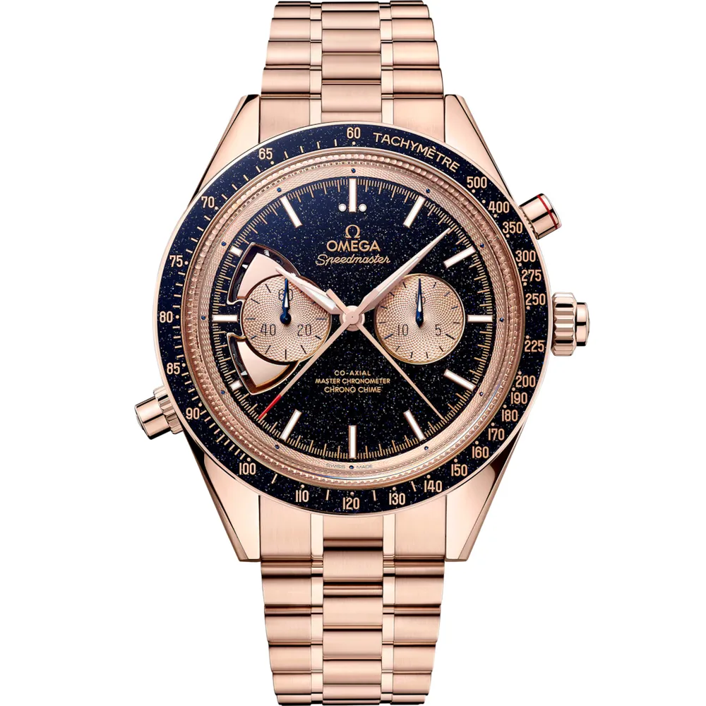 Omega Speedmaster Chrono Chime 45 mm, Sedna™ gold on Sedna™ gold