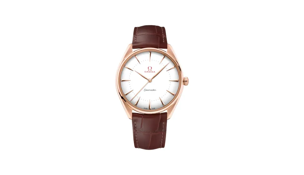 Omega Seamaster Olympic Official Timekeeper 39.5 mm, Sedna™ gold on leather strap