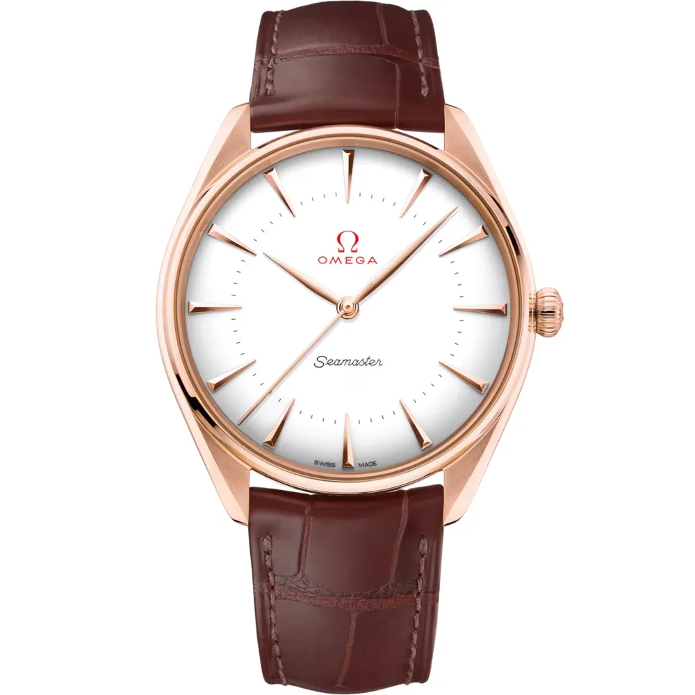 Omega Seamaster Olympic Official Timekeeper 39.5 mm, Sedna™ gold on leather strap