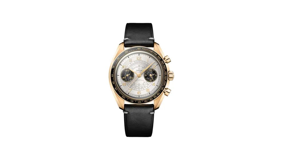 Omega Paris 2024 Speedmaster Chronoscope 43 mm, Moonshine™ gold on leather strap