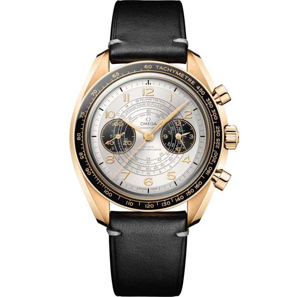 Omega Paris 2024 Speedmaster Chronoscope 43 mm, Moonshine™ gold on leather strap