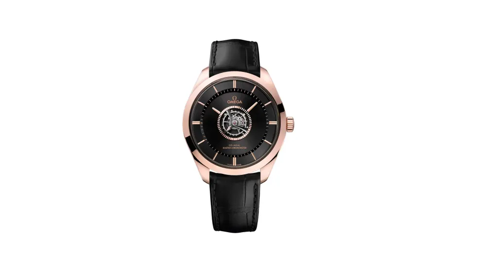 Omega De Ville Tourbillon 43 mm, Sedna™ gold - Canopus Gold™ on leather strap