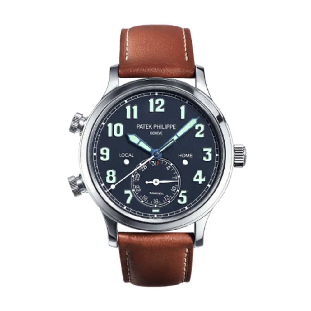 Patek Philippe Complications Calatrava Pilot Travel Time 5524 Tiffany White Gold / Blue