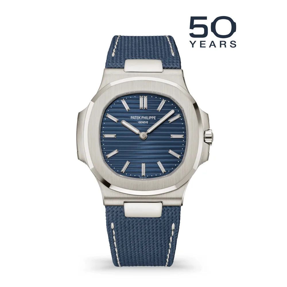 Patek Philippe Nautilus, White gold, Blue dial